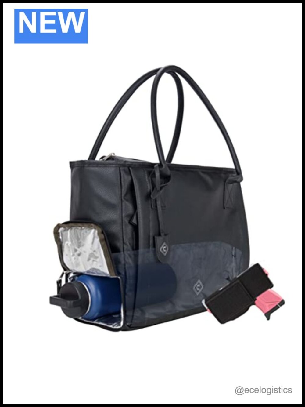 Concealed Carry Tote with Insulated Thermal Pocket, PU Leather, Shoulder Bag